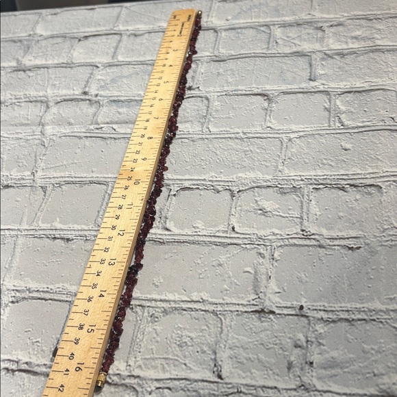 Stone Chip 16 in Necklace Garnet Gold tone Barrel Clasp Vintage - Picture 8 of 9